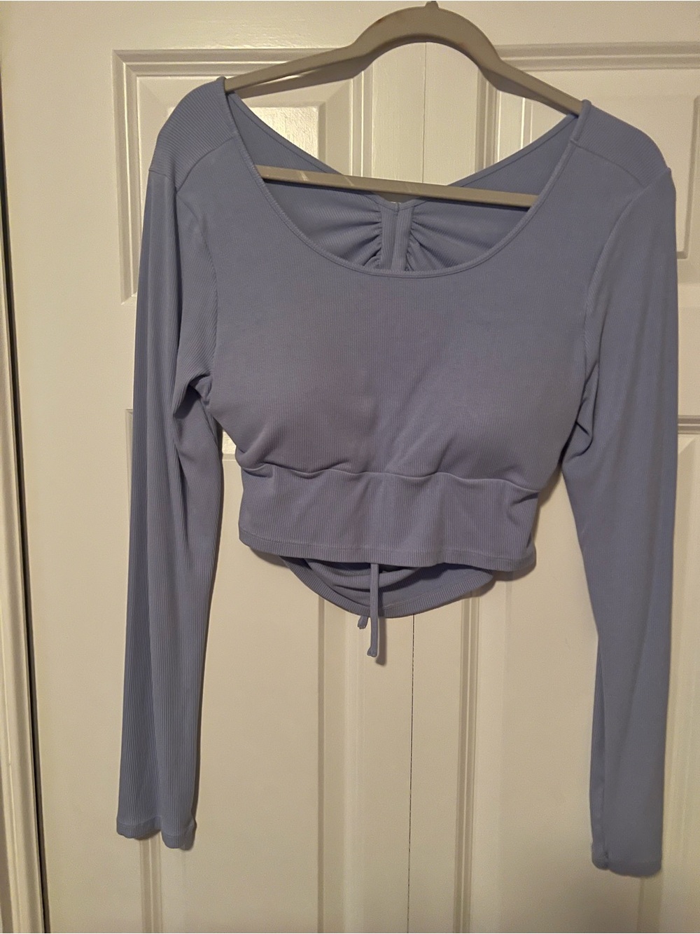 Long Sleeve Lavender Crop Top with Back Tie
